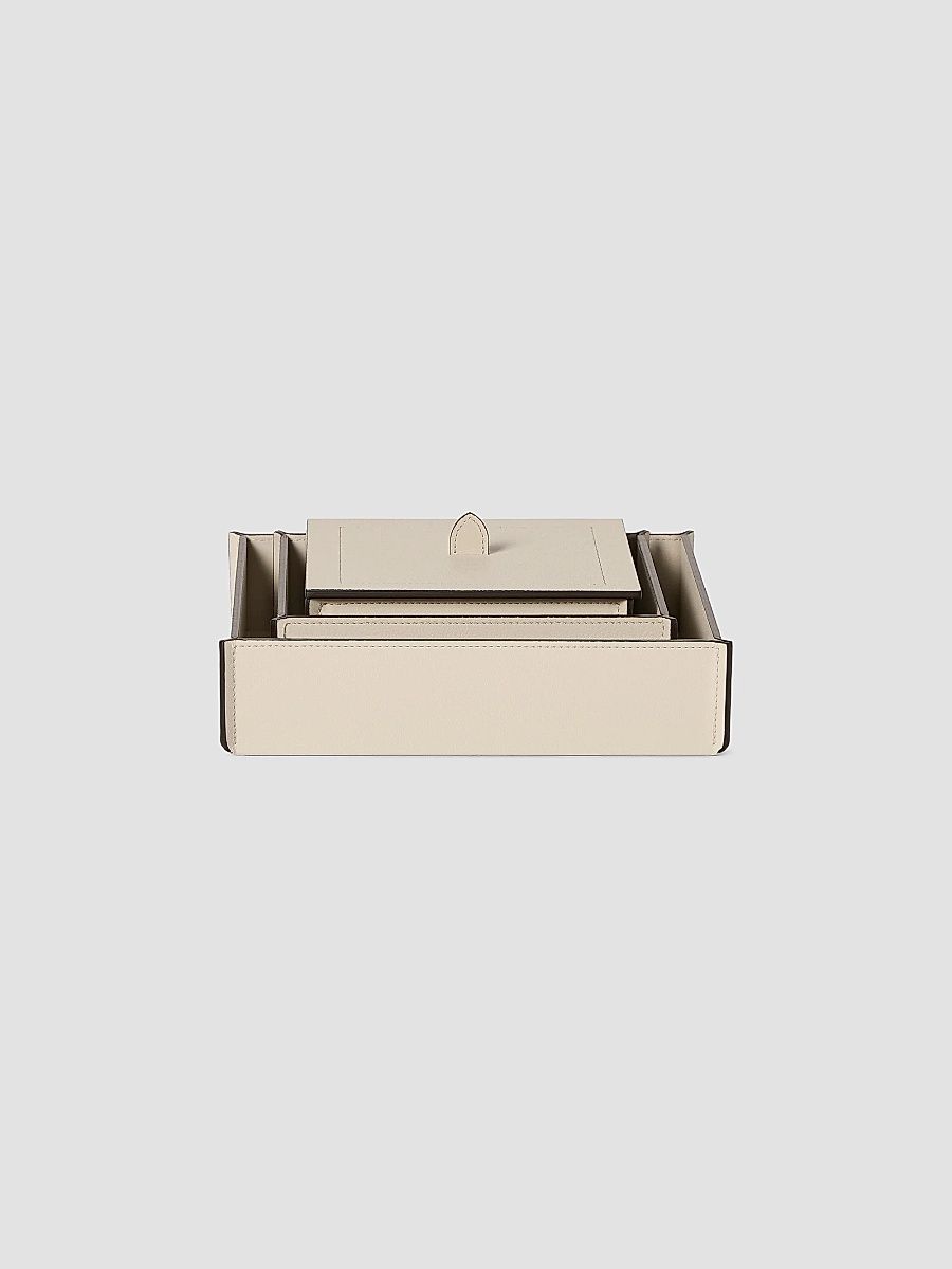 Brunello Cucinelli Trio of Leather Organizer Boxes with Lids - Ivory