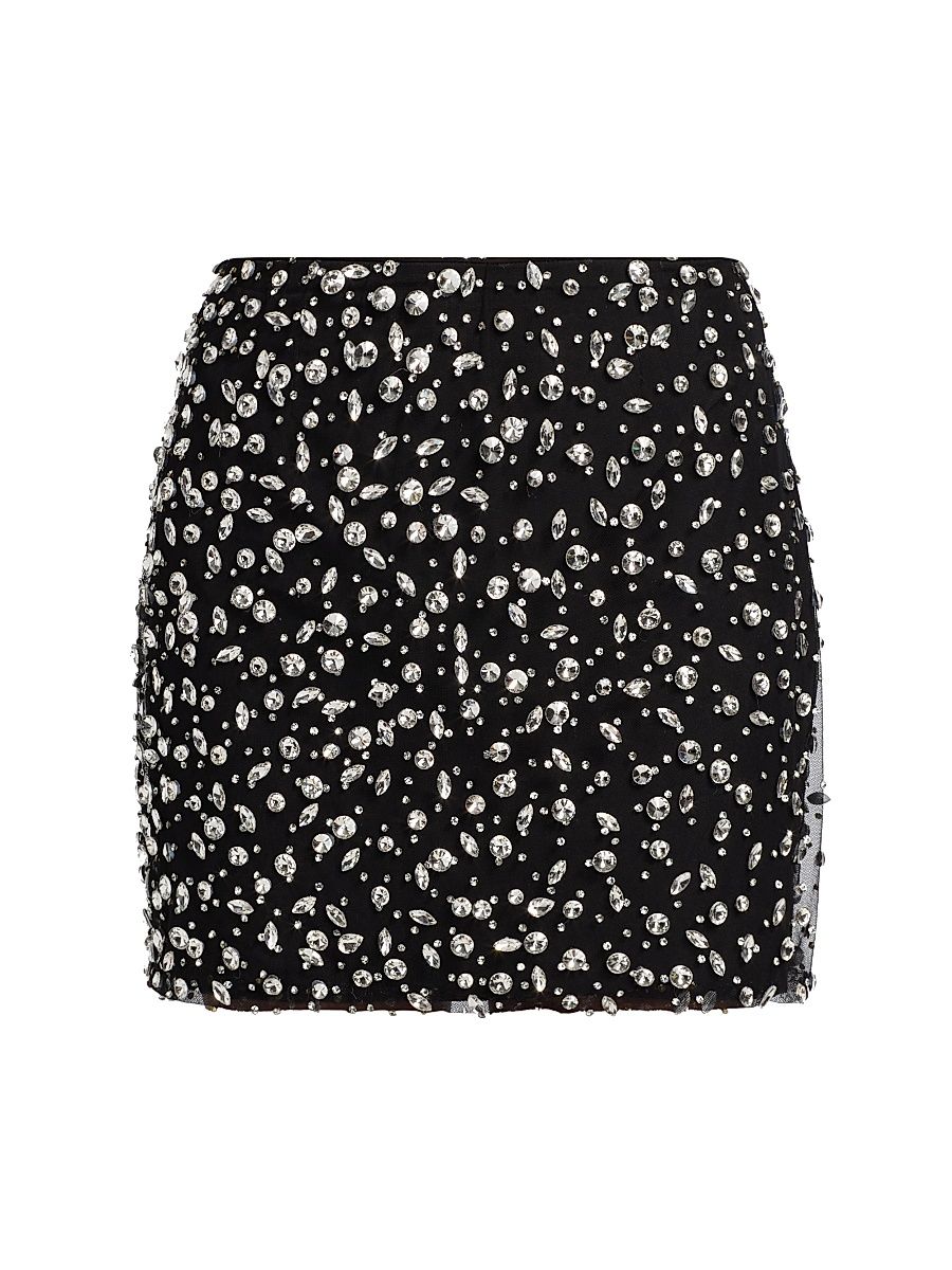 Women's Mia Crystal-Embellished Body-Con Miniskirt - Black - Size Large