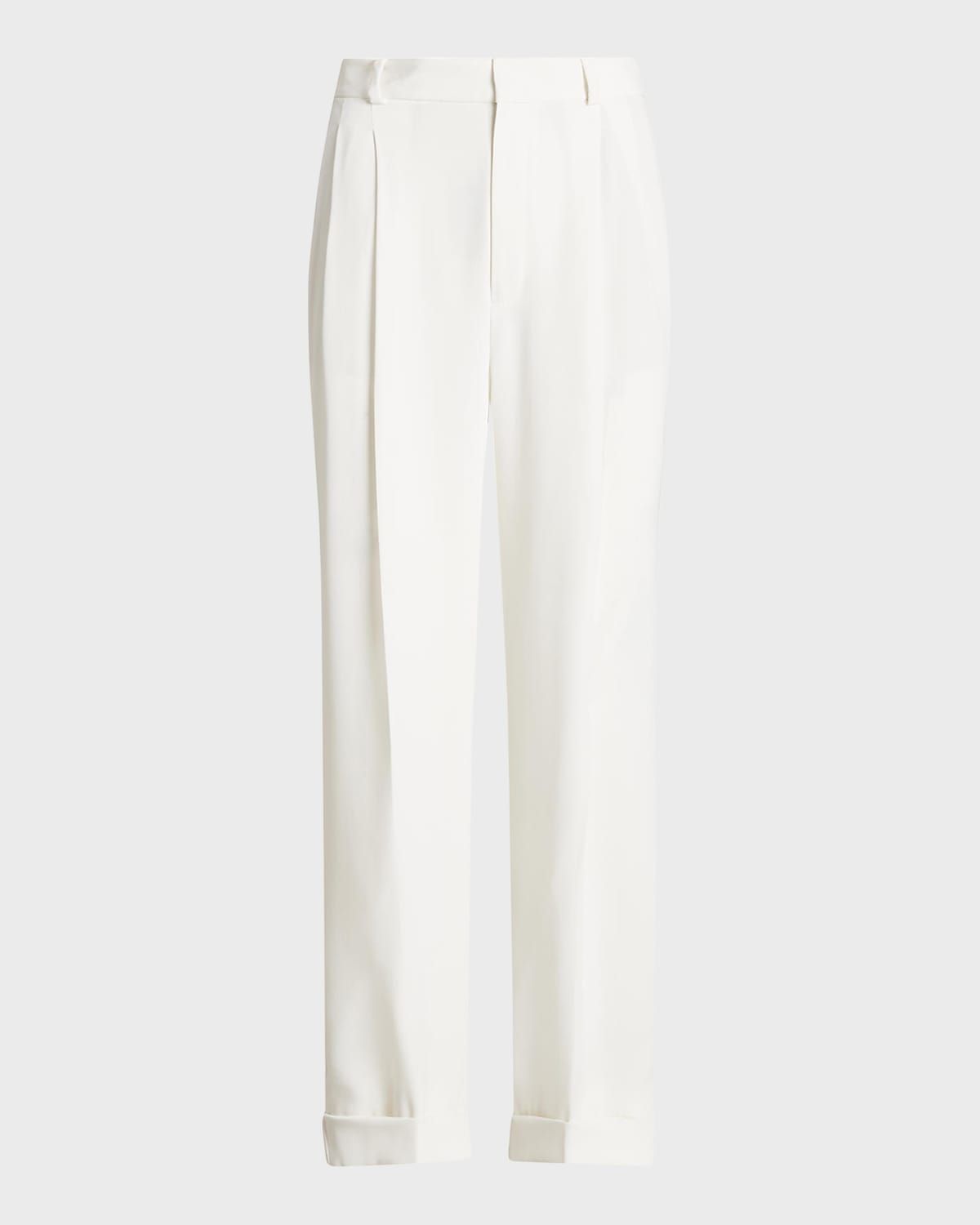 Straight-Leg Pleated Pants