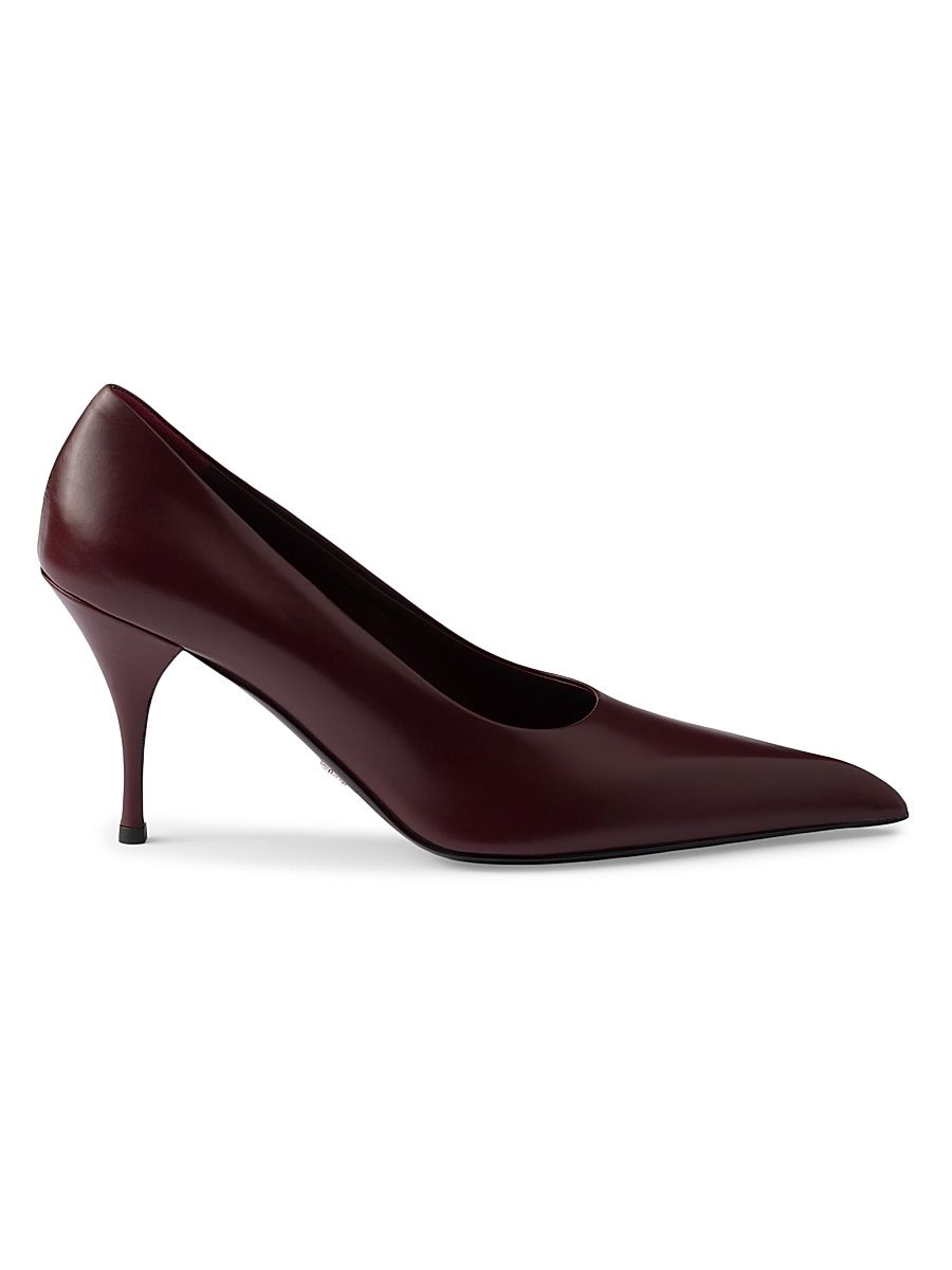 Women's Leather Pumps - Dark Red - Size 10.5