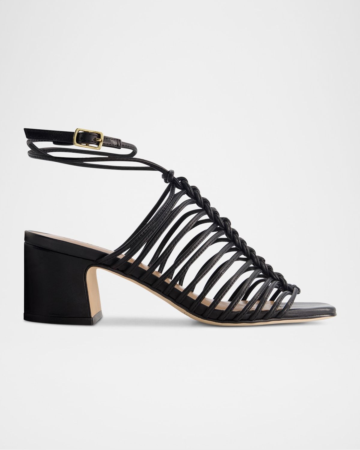 Briga Caged Leather Heeled Sandals