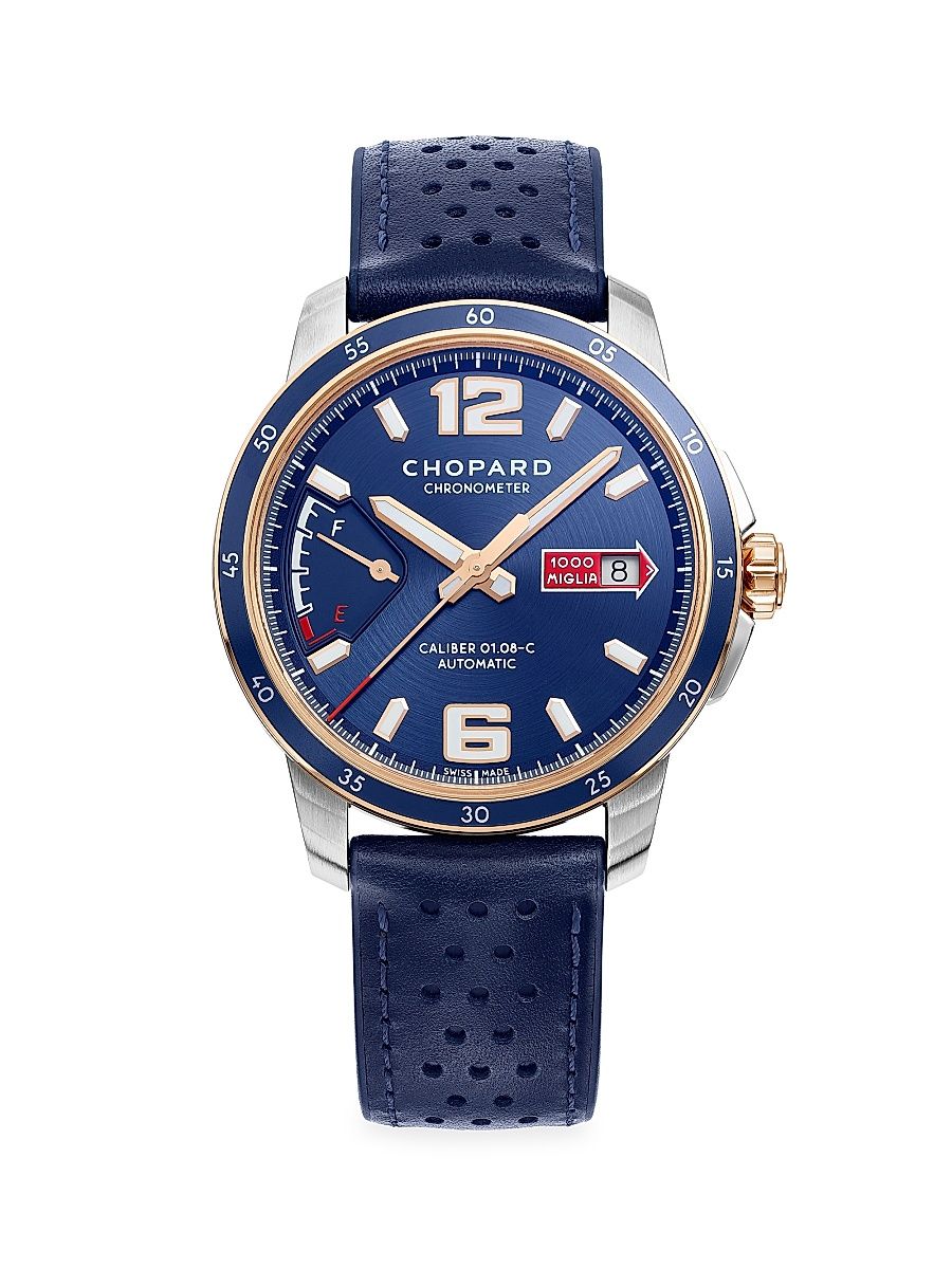 Men's Classic Racing Mille Miglia GTS Azzurro Power Control 18K Rose Gold, Stainless Steel & Leather Strap Watch