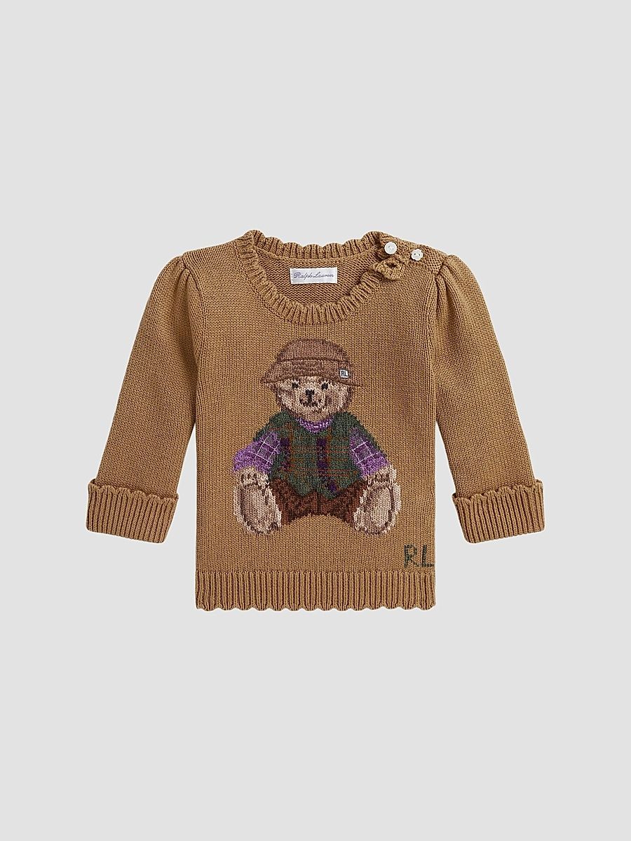 Baby Girl's Polo Bear Cotton Sweater - Berkshire Tan - Size 12 Months