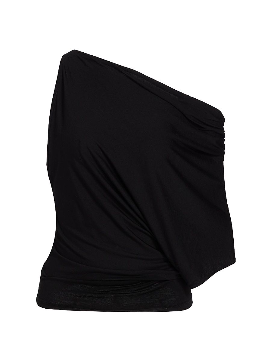 Women's Emi Ruched Off-The-Shoulder T-Shirt - Black - Size XL