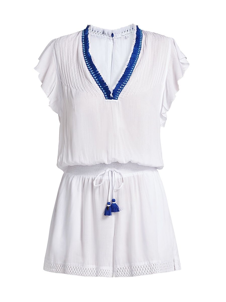 Women's Sasha Knit Drawstring Jumpsuit - Blue Trims - Size Small