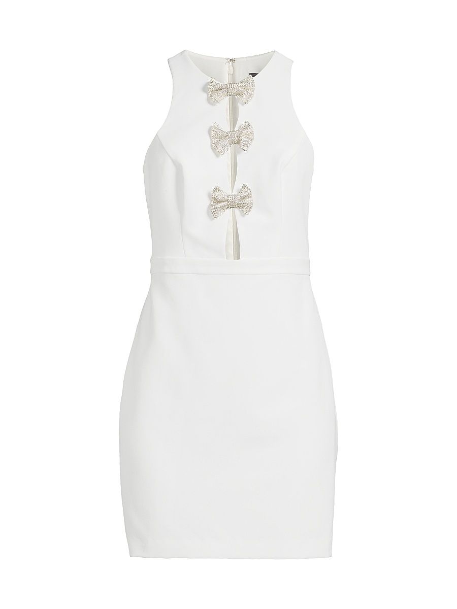 Women's Crystal-Embellished Bow Cut-Out Minidress - Ivory - Size 14