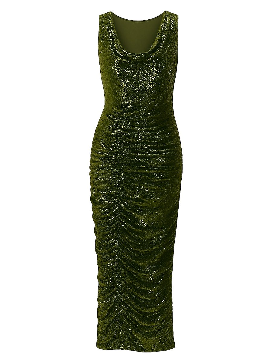 Women's Bossa Sequined Sheath Midi-Dress - Green - Size 8