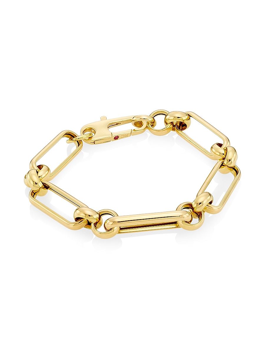 Women's 18K Yellow Gold Mixed Paper Clip Chain Bracelet - Gold