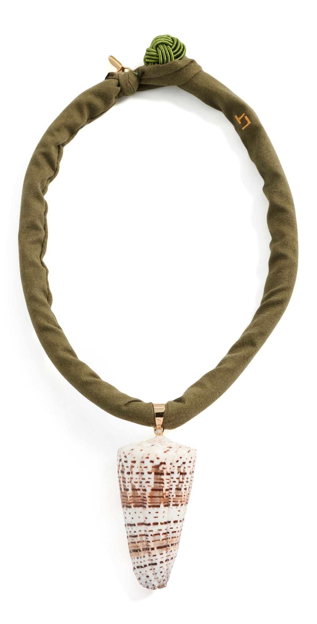 Logan Tay Cone Shell Necklace Green One Size
