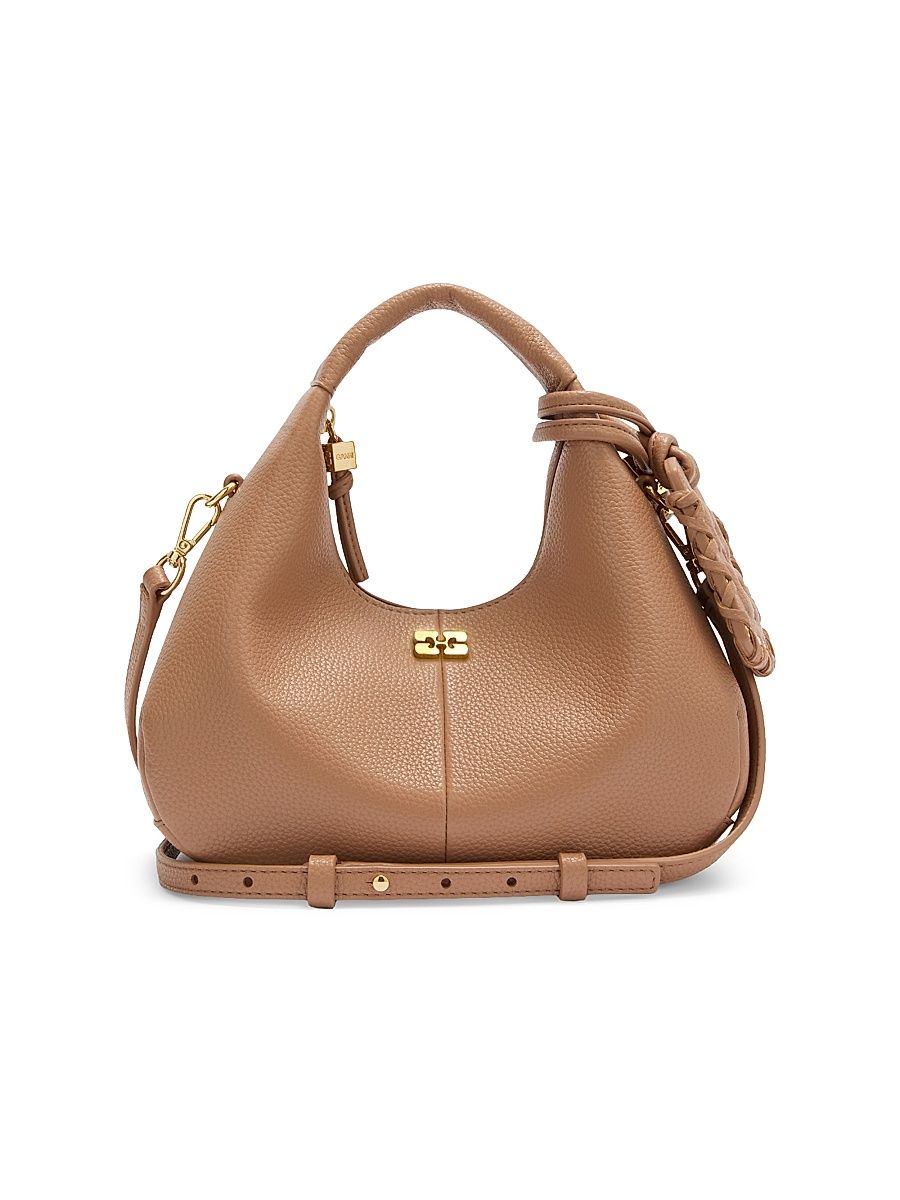 Women's Mini Logo Grained Hobo Bag - Beige