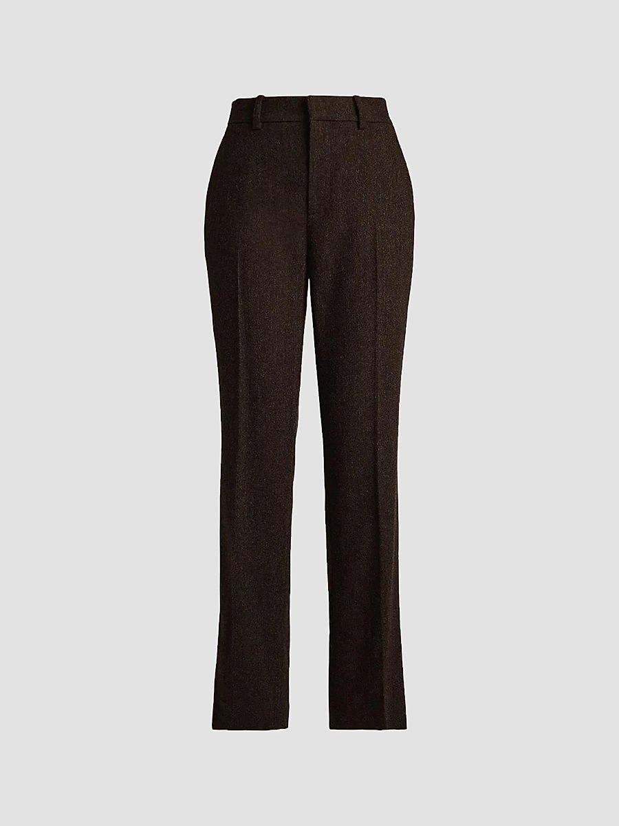 Women's Andrey Striped Herringbone Straight Ankle Pants - Brown Multi - Size 8