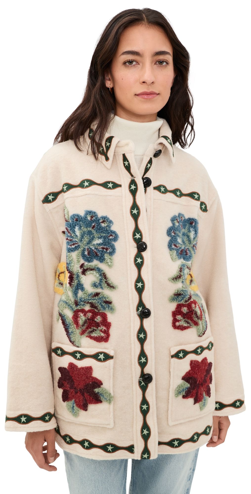 FARM Rio Lunar Boho Fleece Coat Cream XXS