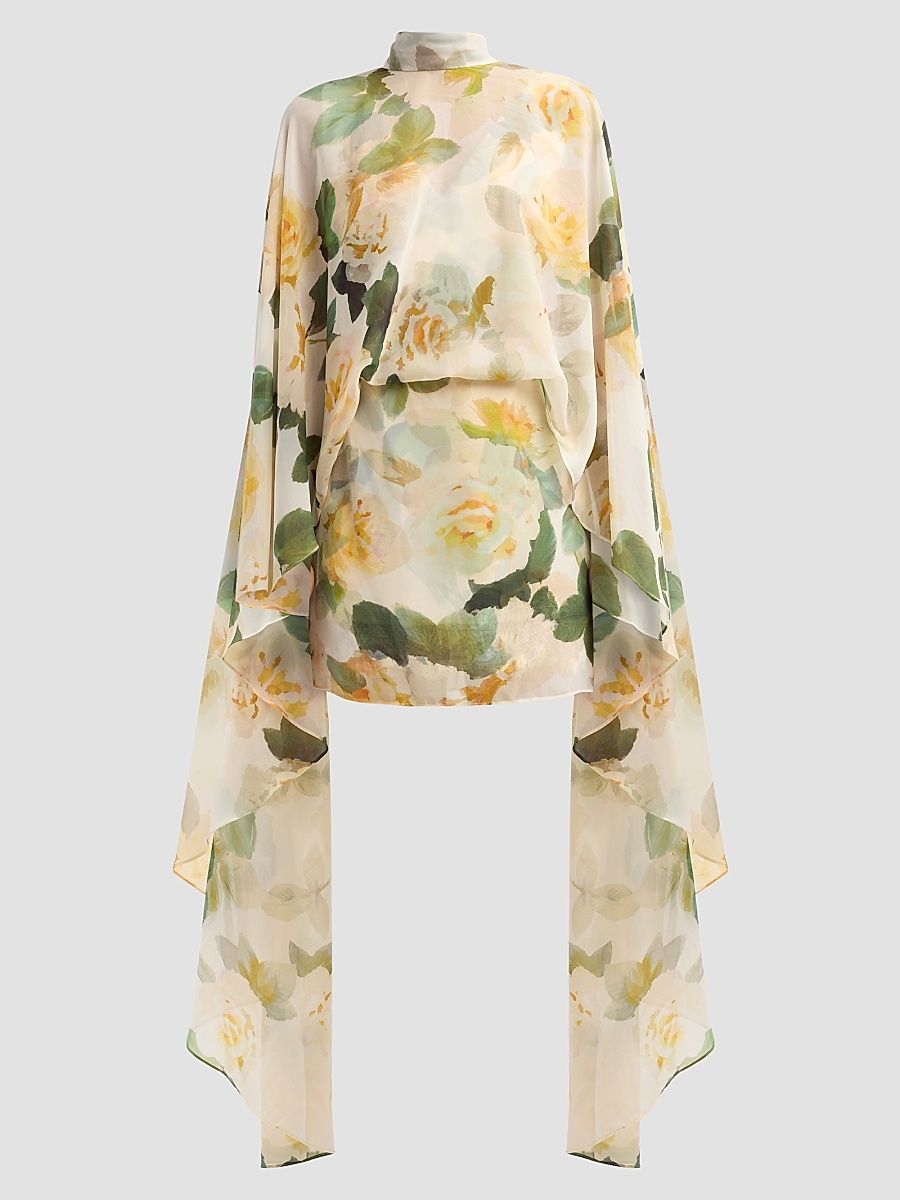 Women's Fiona Floral Cape Mini Dress - Ecru Multi - Size 16