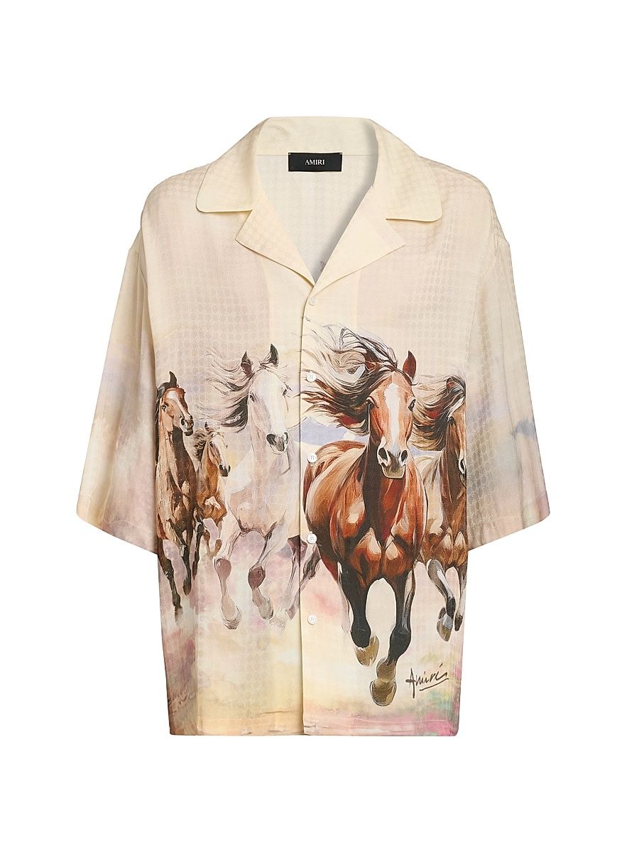 Men's Horses Camp Shirt - Size Small