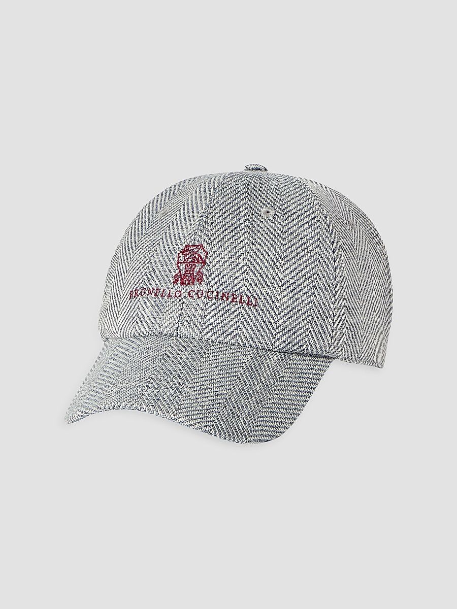Men's Alpaca, Wool and Silk Chevron Baseball Cap - Cerulean - Size XXL