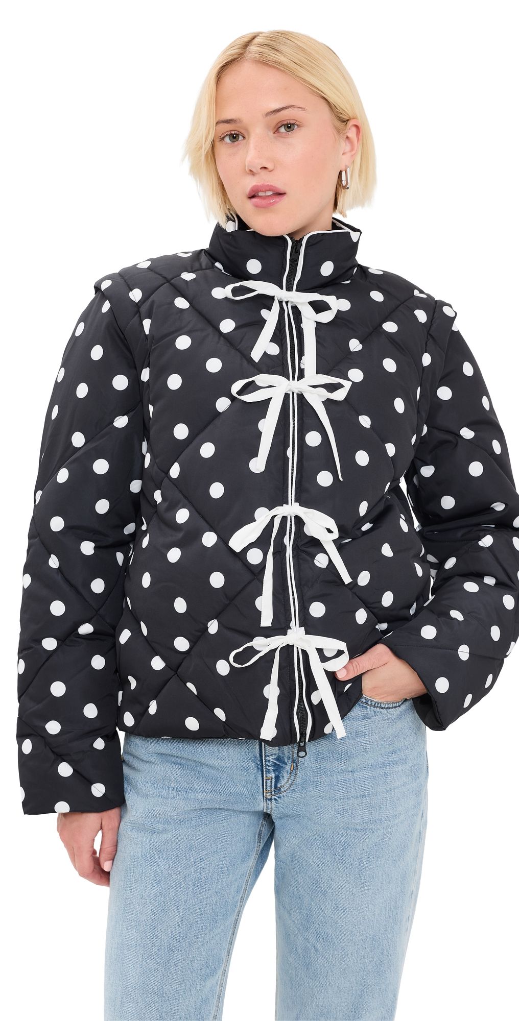Lisa Says Gah Lady Puffer Jacket Black Dot M