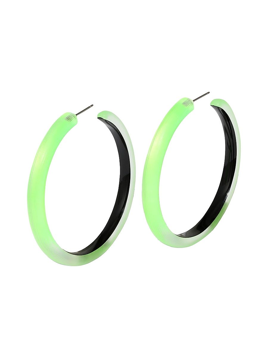Women's Luminous Lucite 14K-Gold-Plated Skinny Hoop Earrings - Neon Green