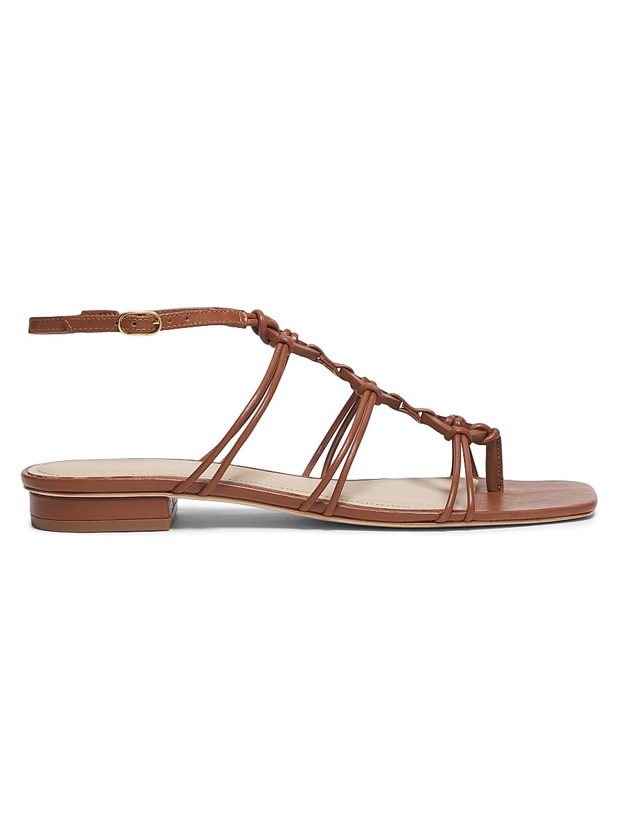 Women's Strappy Gladiator Leather Sandals - Cognac - Size 11