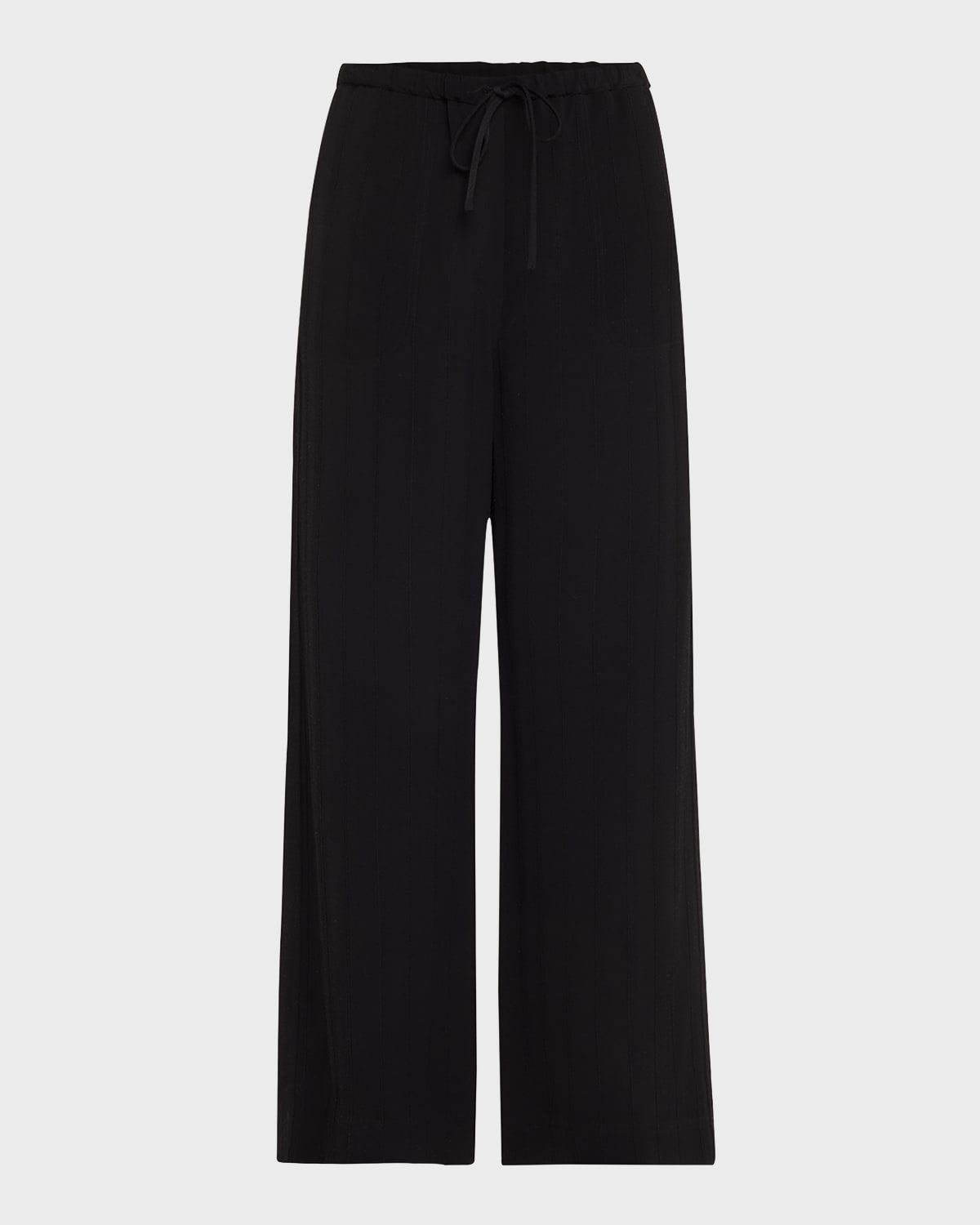 Striped Woven Straight-Leg Ankle Pull-On Trousers
