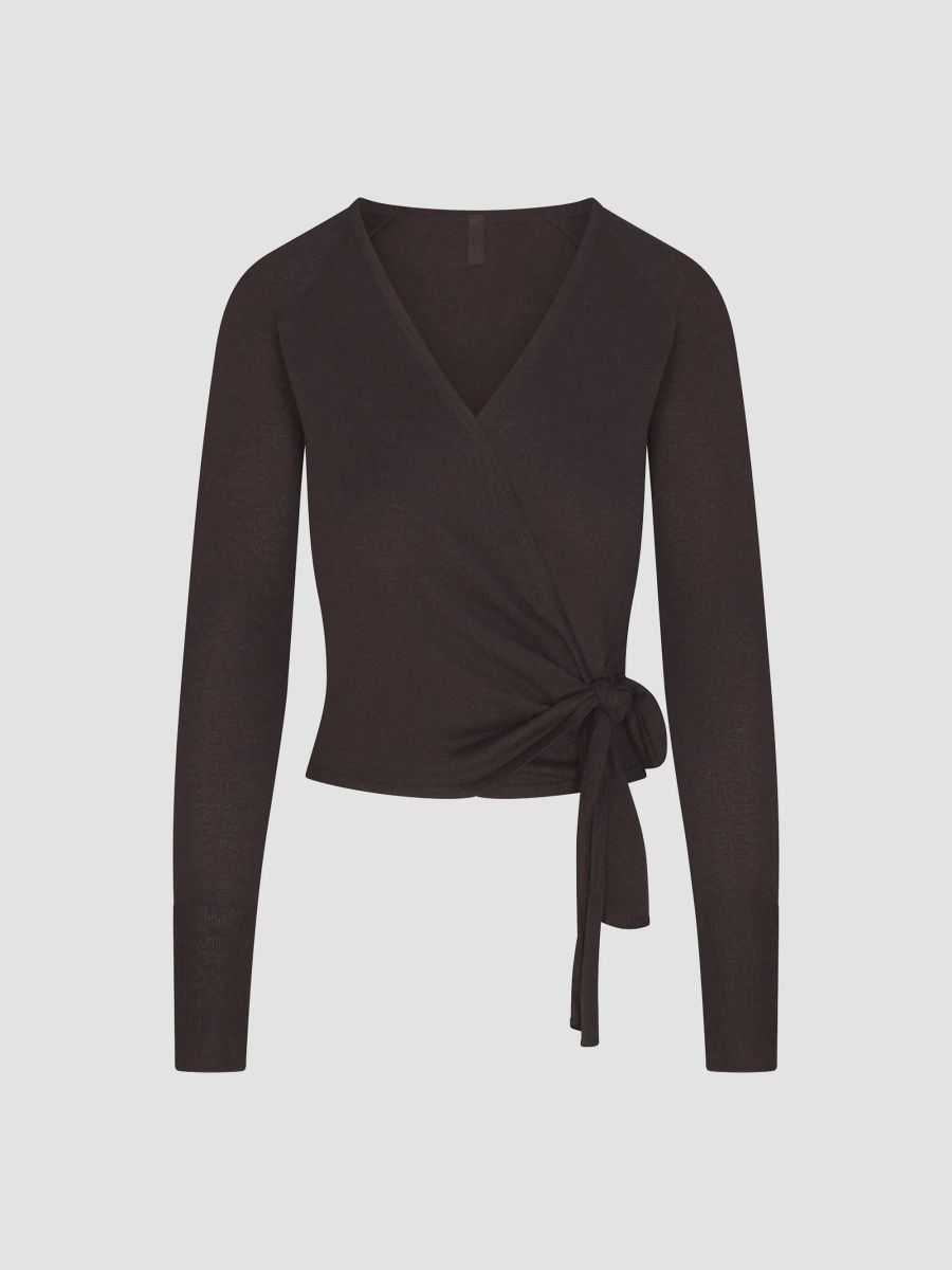 SKIMS Women's Wrap Sweater - Espresso - Size XL