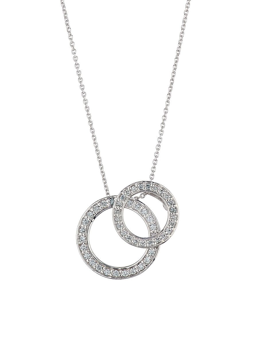 Women's Tiny Treasures Two Circle 18K White & Yellow Gold, Ruby & 0.36 TCW Diamond Pendant Necklace - White Gold