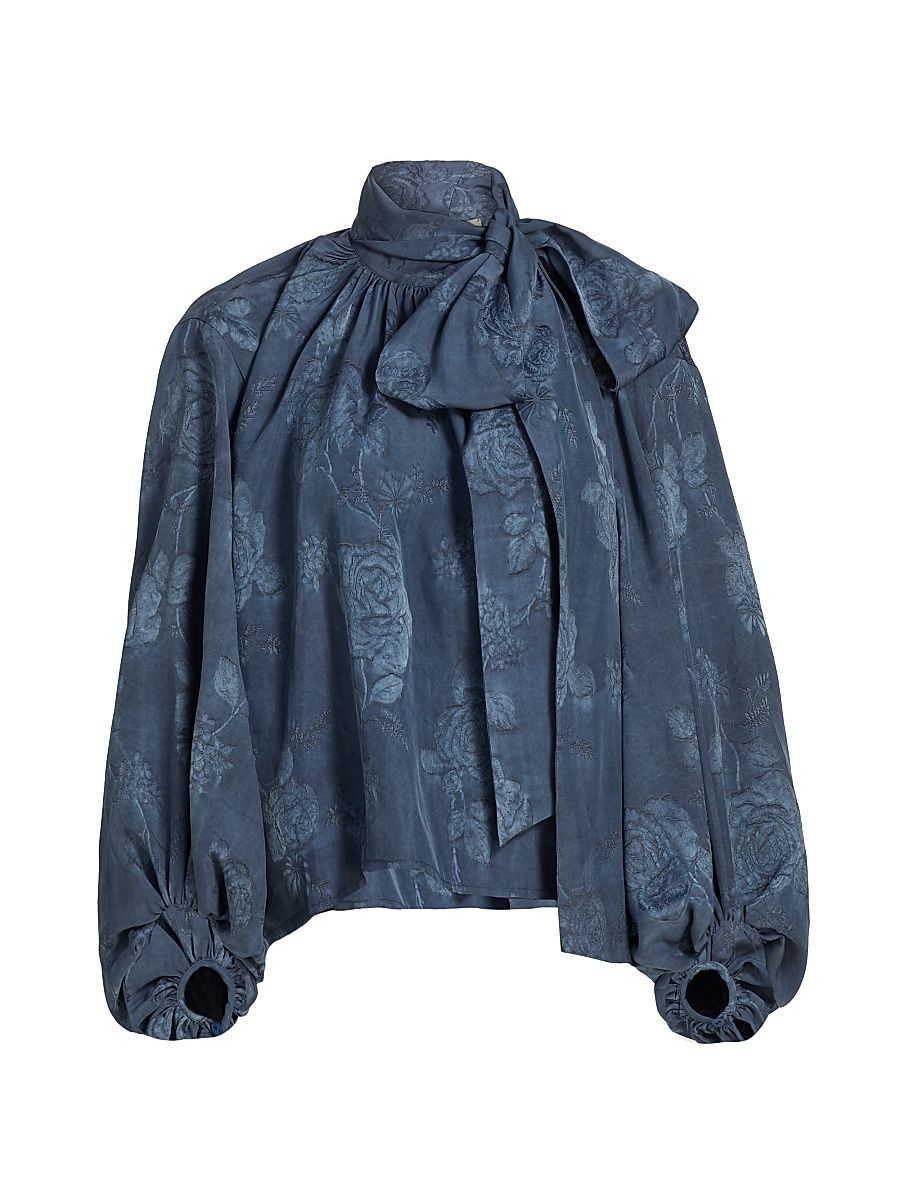 Women's Rhett Floral Oversized Blouse - Vintage Indigo Floral - Size XL