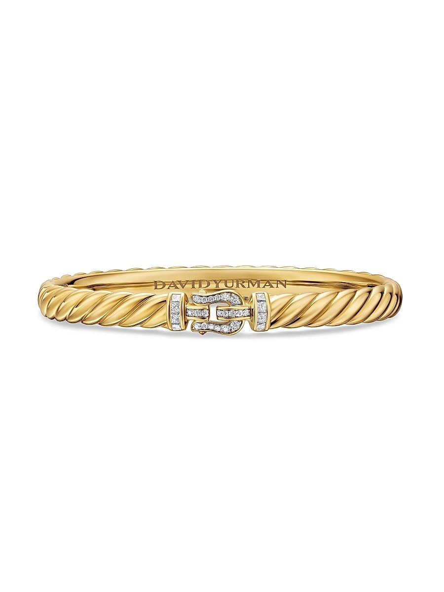 Women's Sculpted Cable Buckle Bracelet in 18K Yellow Gold - Diamond - Size XS