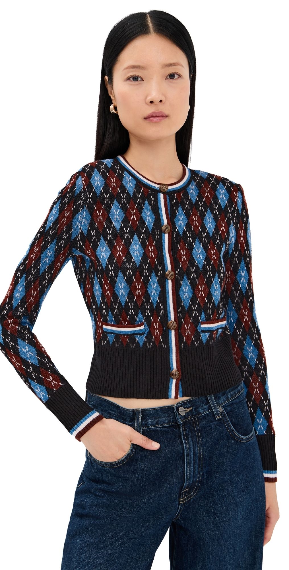 Veronica Beard Sylvane Cardigan Black multi L