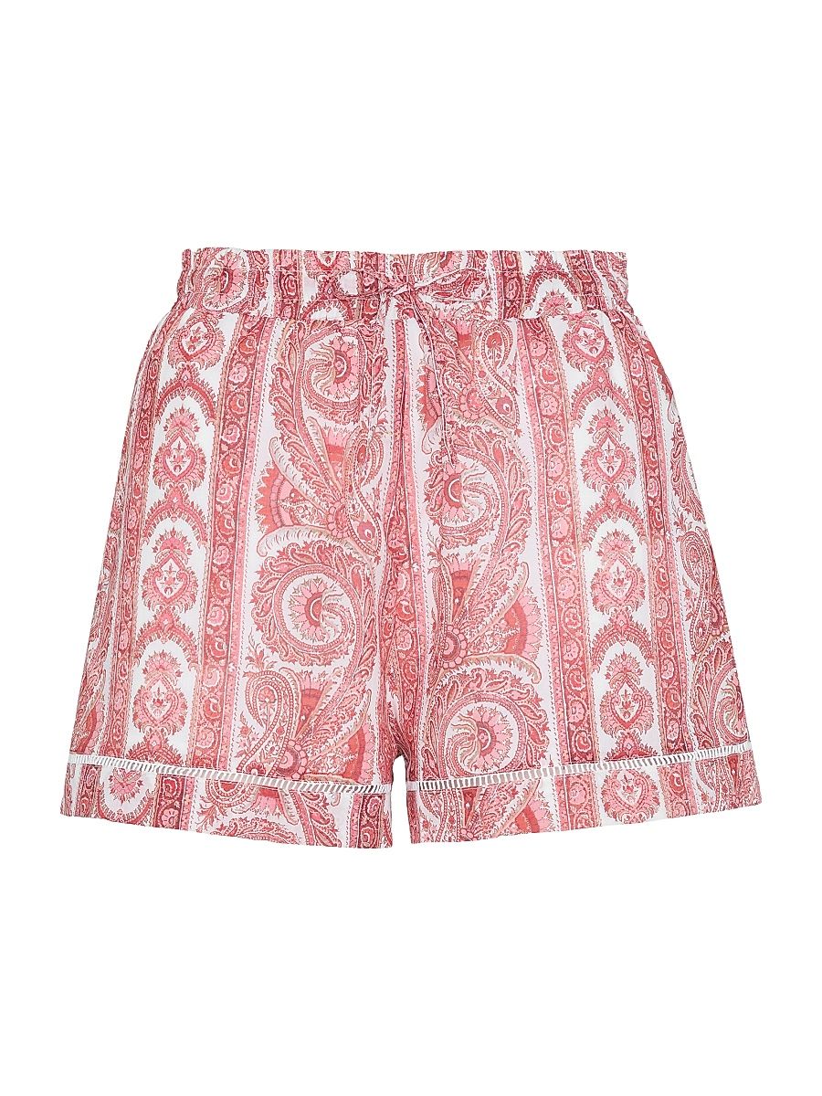 Women's The Audrey Shorts - Coral Corsica Paisley - Size Large