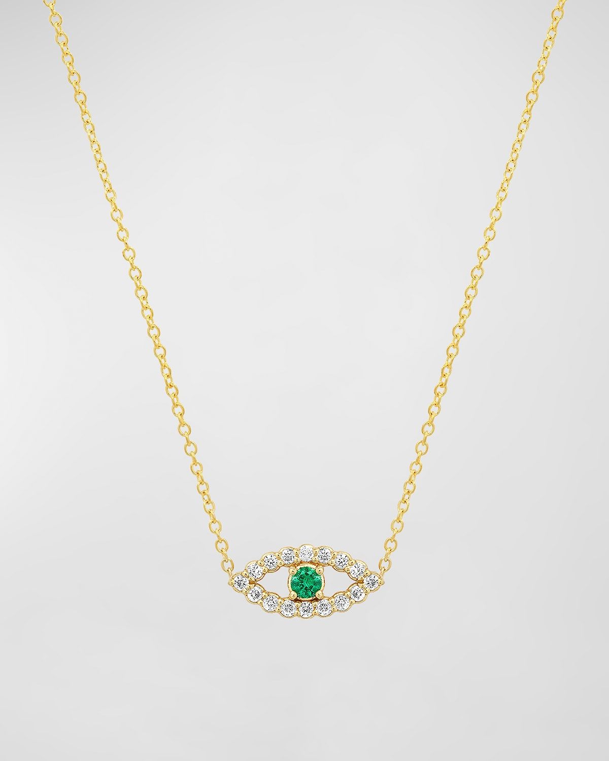 Evil Eye Necklace with Emerald and Diamonds