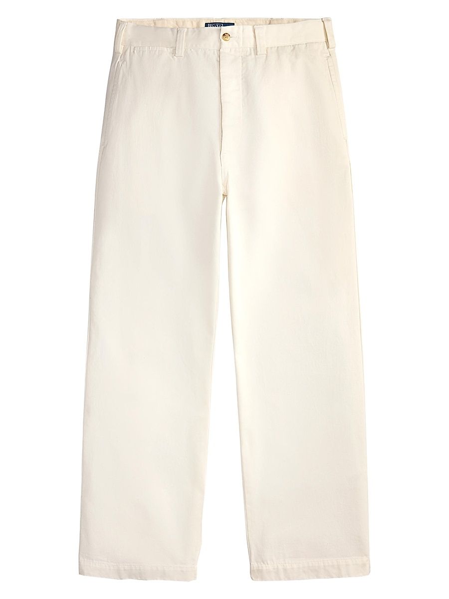 Men's Heritage Flat Front Cotton Twill Chinos - Deckwash White - Size 34