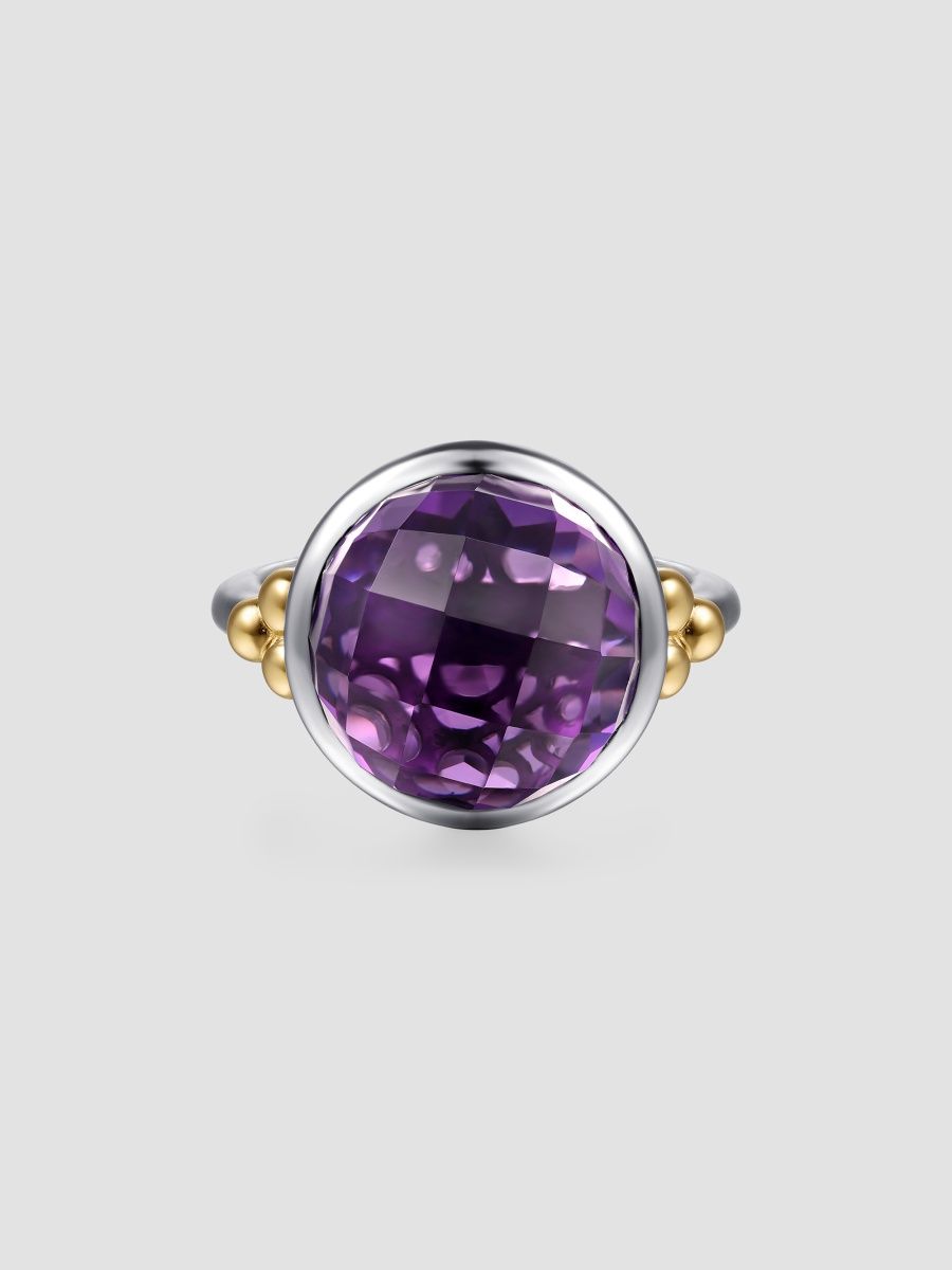 Gabriel & Co Women's Bujukan Sterling Silver, 14K Yellow Gold & Amethyst Cocktail Ring - Two Tone - Size 6.5