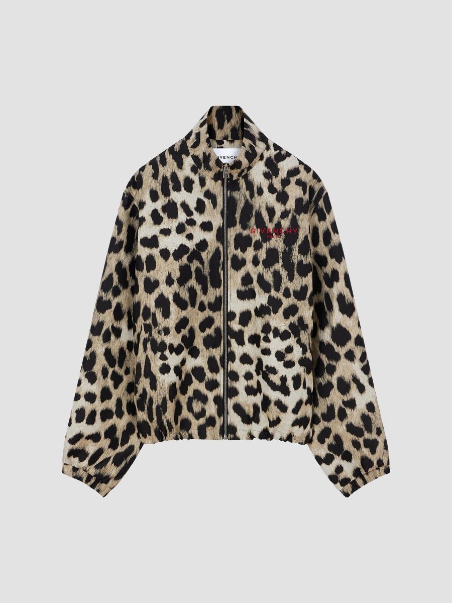 Givenchy Men's Couture Seam Windbreaker in Leopard Jacquard - Multicolored - Size 46