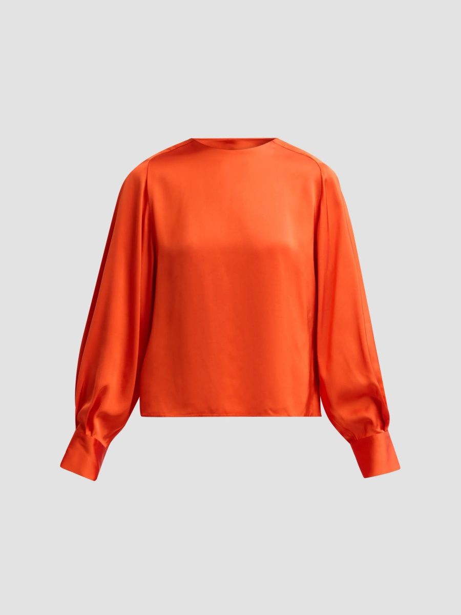 Vince Women's Satin Tieneck Raglan-Sleeve Top - Crimson - Size XXS