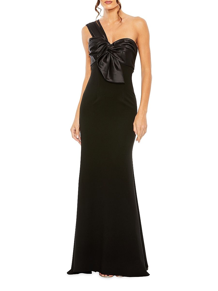 Women's Half-Bow Bodice Trumpet Gown - Black - Size 16