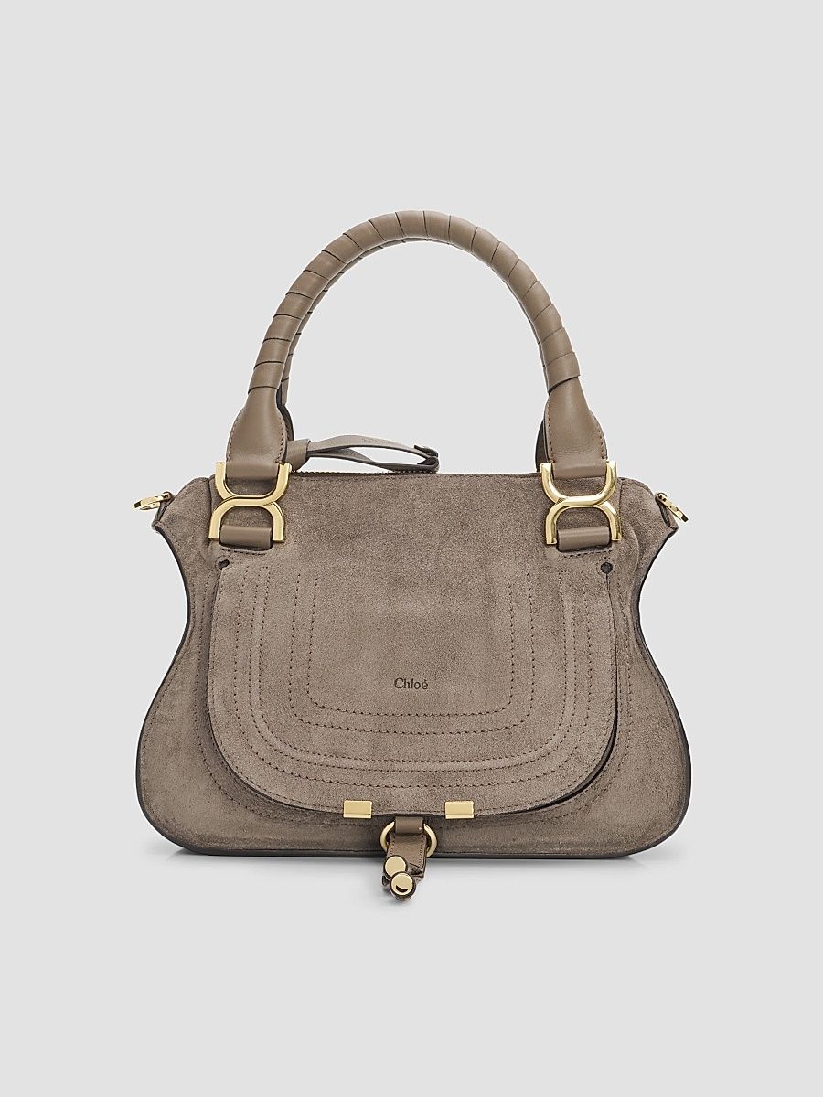 Women's Marcie Small Suede Double-Carry Top Handle Bag - Nickel Grey