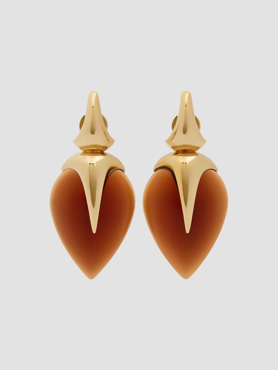 Givenchy Women's Heartwood Earrings in Metal and Resin - Brown Golden