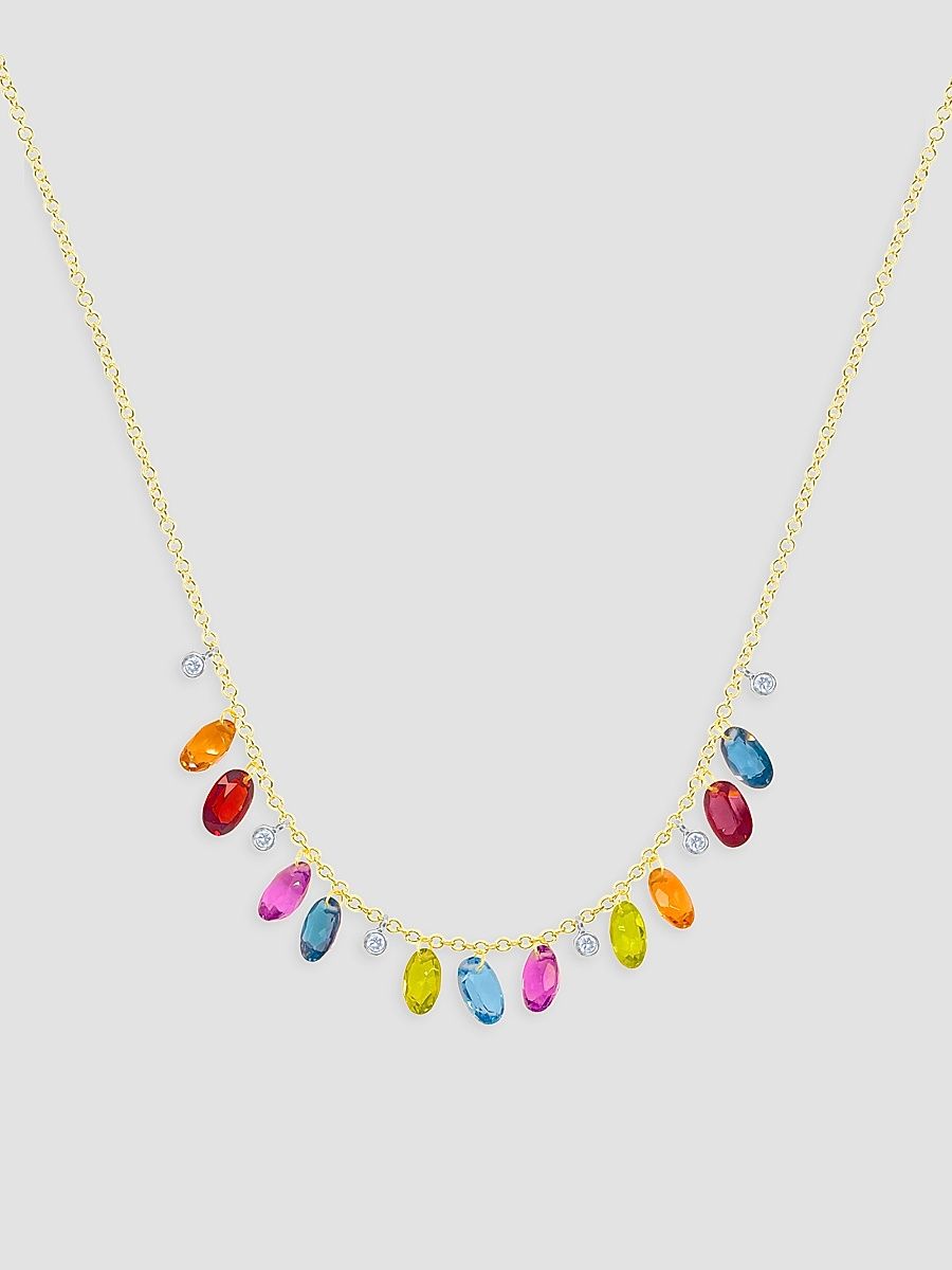 Women's Two-Tone 14K Gold & Multi-Gemstone Briolette Necklace - Yellow Gold