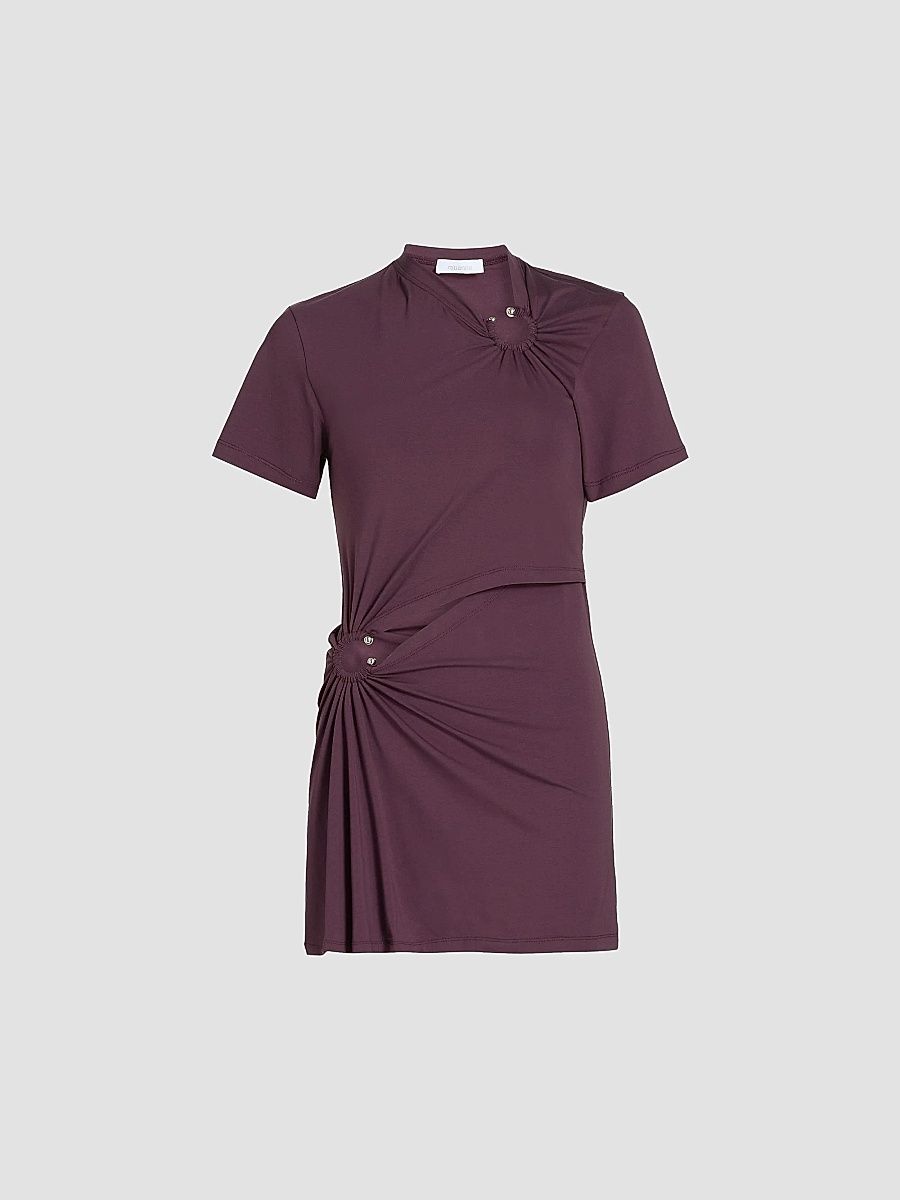 Rabanne Women's Ring-Accented Gathered Minidress - Red Wine - Size Large