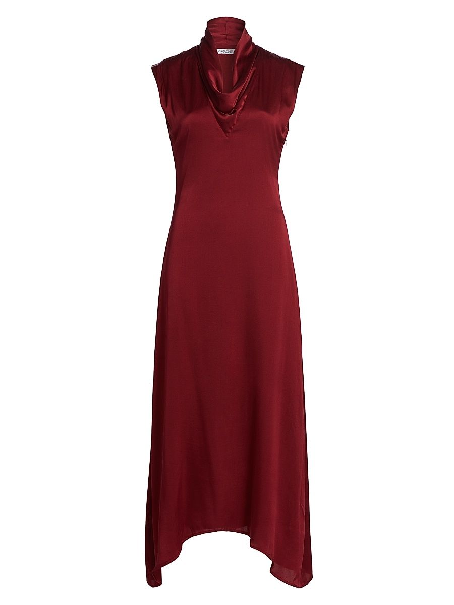 Women's Azul Deb Silk Cowlneck Cocktail Dress - Bordeaux - Size Medium