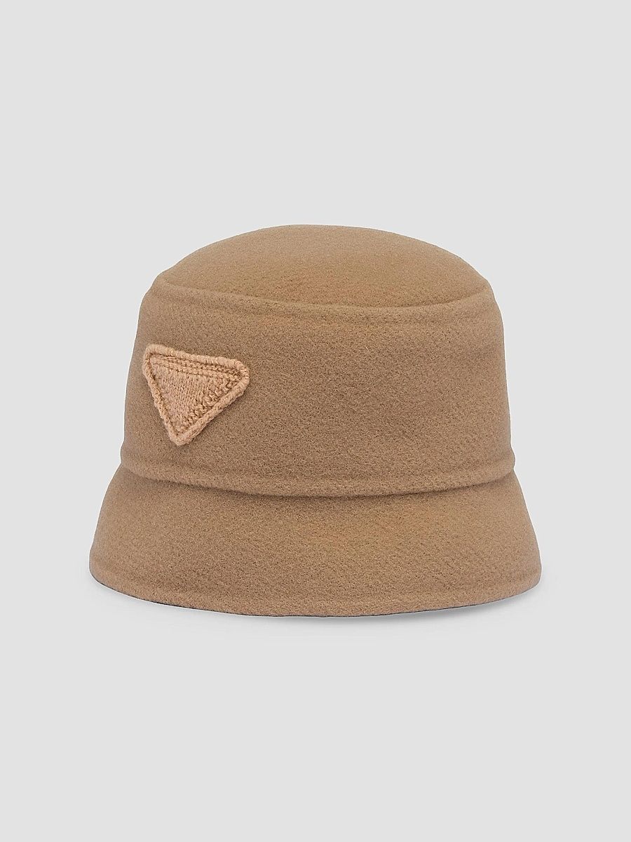 Prada Men's Velour Cloth Bucket Hat - Brown - Size Large