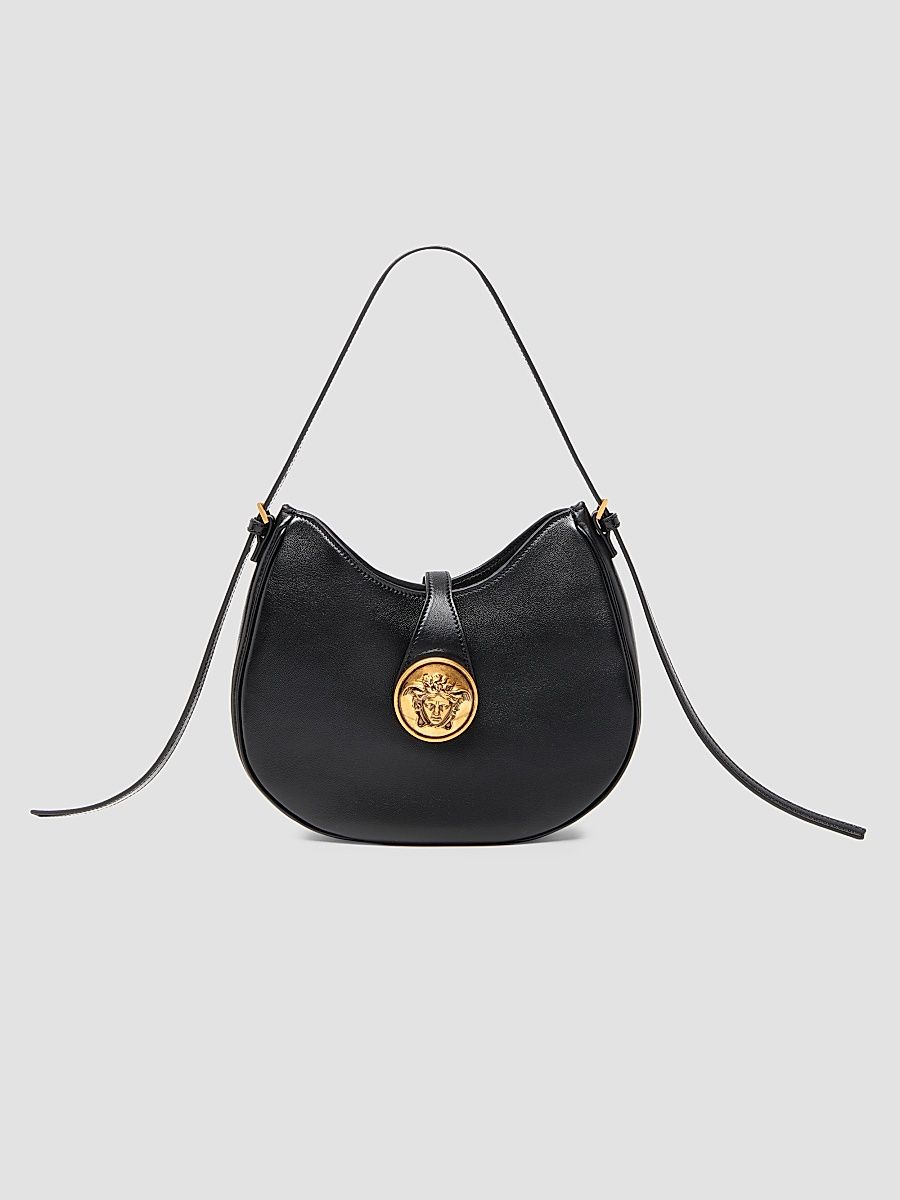 Versace Women's Medusa Small Leather Hobo Bag - Black Gold
