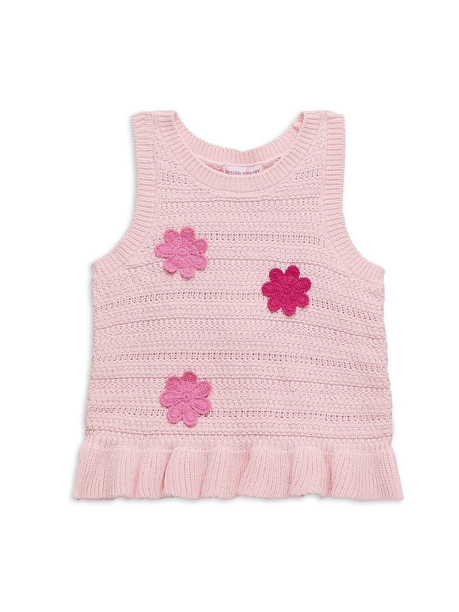 Little Girl's Crochet Tank Top & Shorts Set - Pink Posies - Size 6