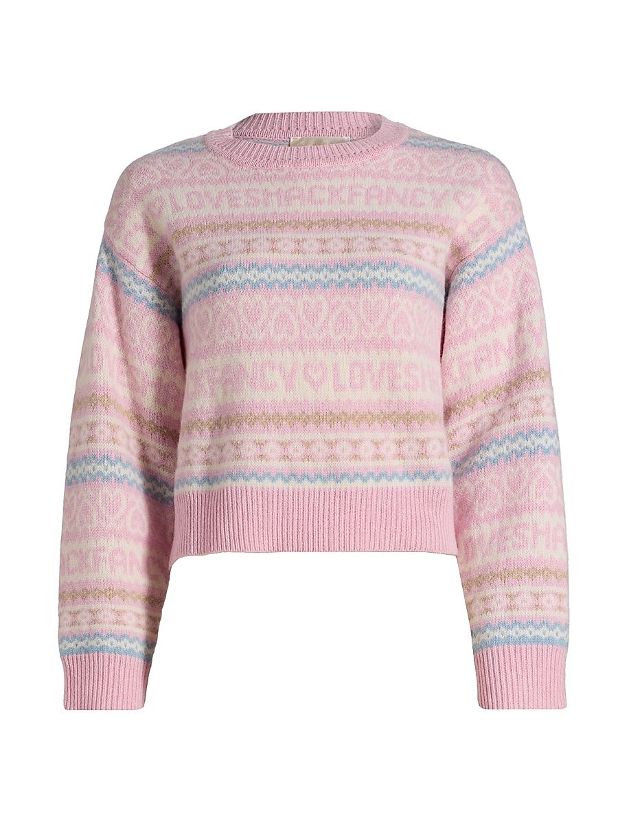 Women's Emberly Fair Isle-Style Merino Wool Sweater - Peach Dream - Size Large