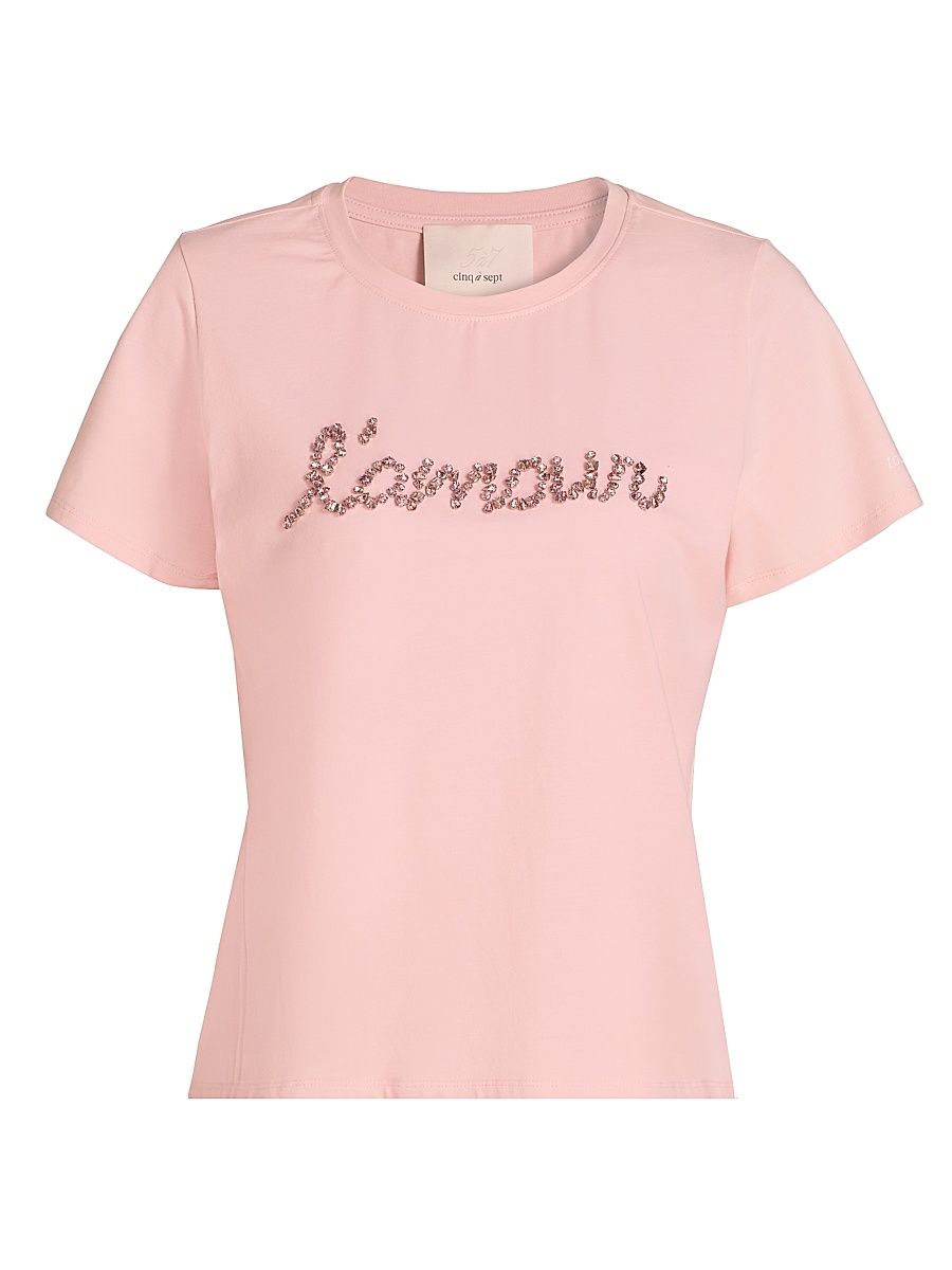 Women's Lamour Crystal Crewneck T-Shirt - English Rose - Size XL