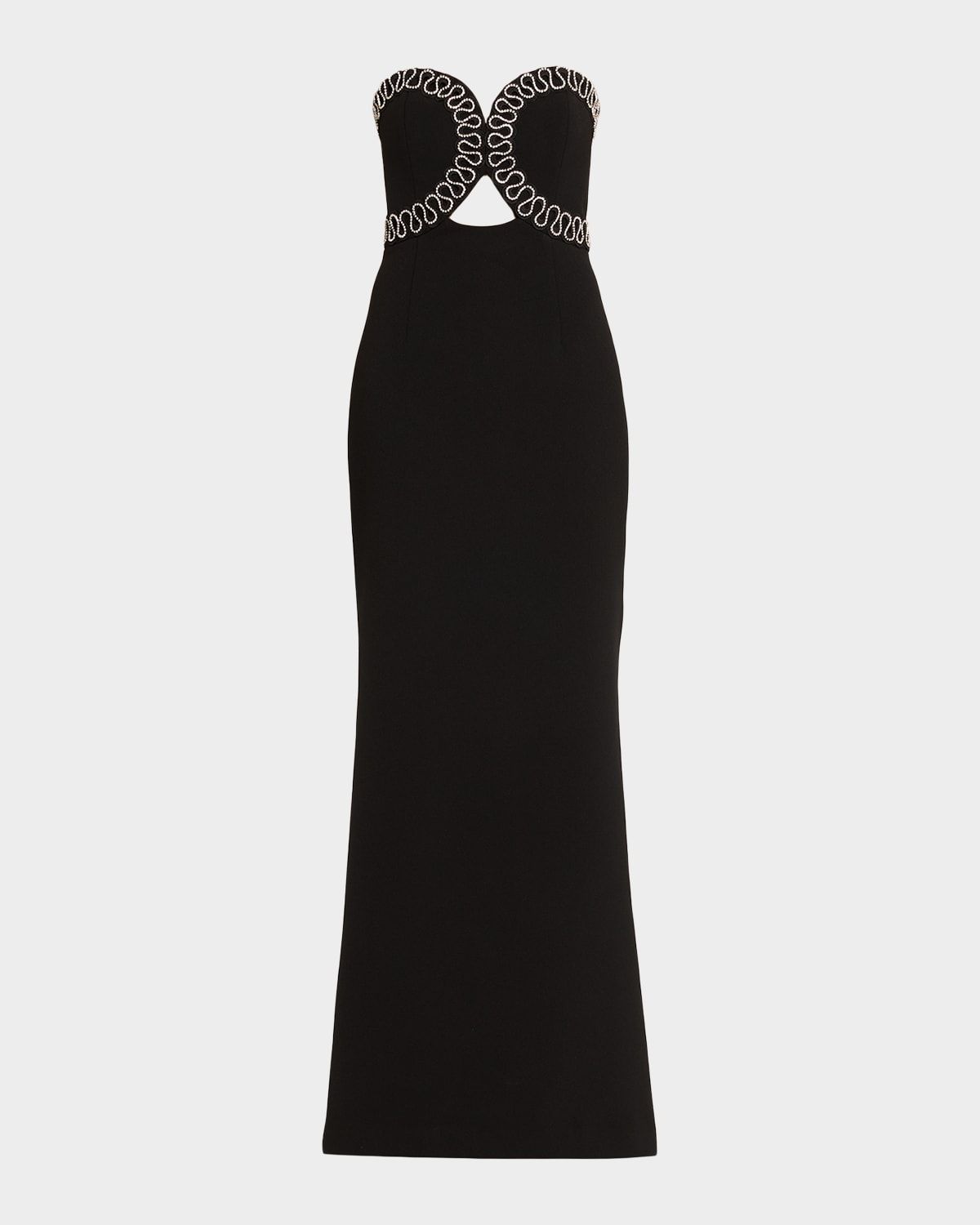Nyx Strapless Diamante-Trim Column Gown