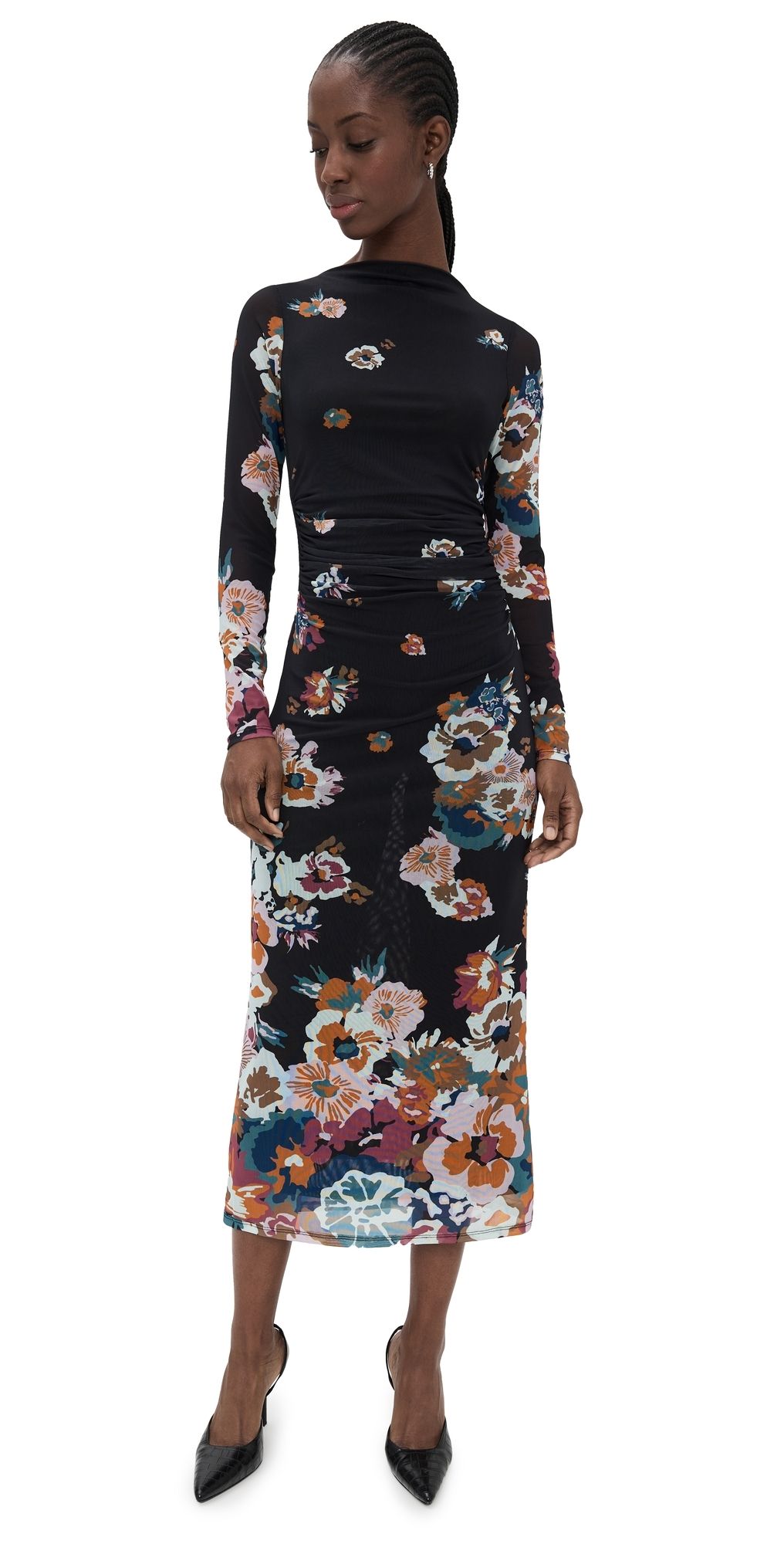 Cleobella Lura Mesh Midi Dress Vitet Floral Print XS