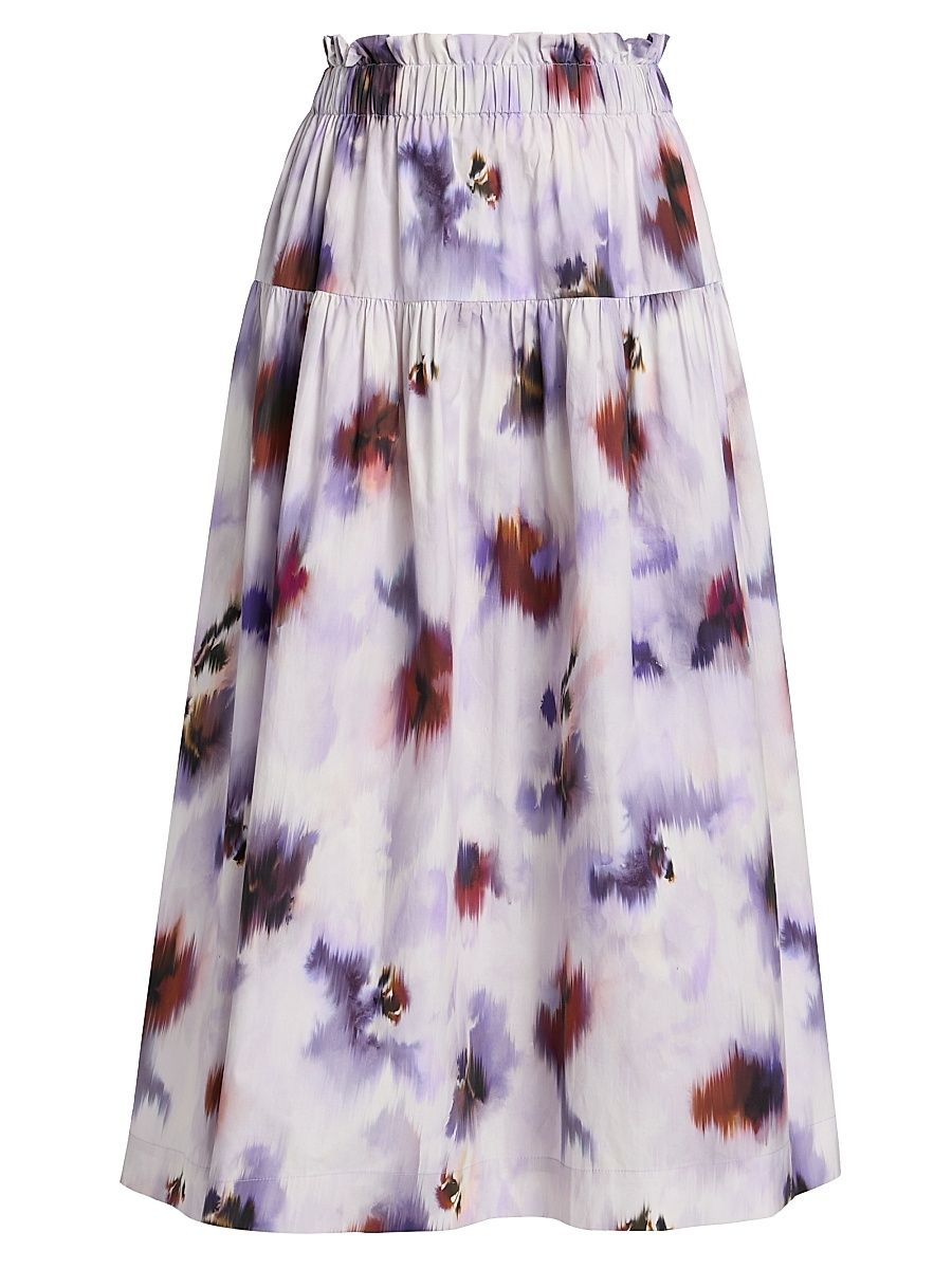 Women's Jayden Floral Cotton Maxi Skirt - Lilac Multi - Size XL