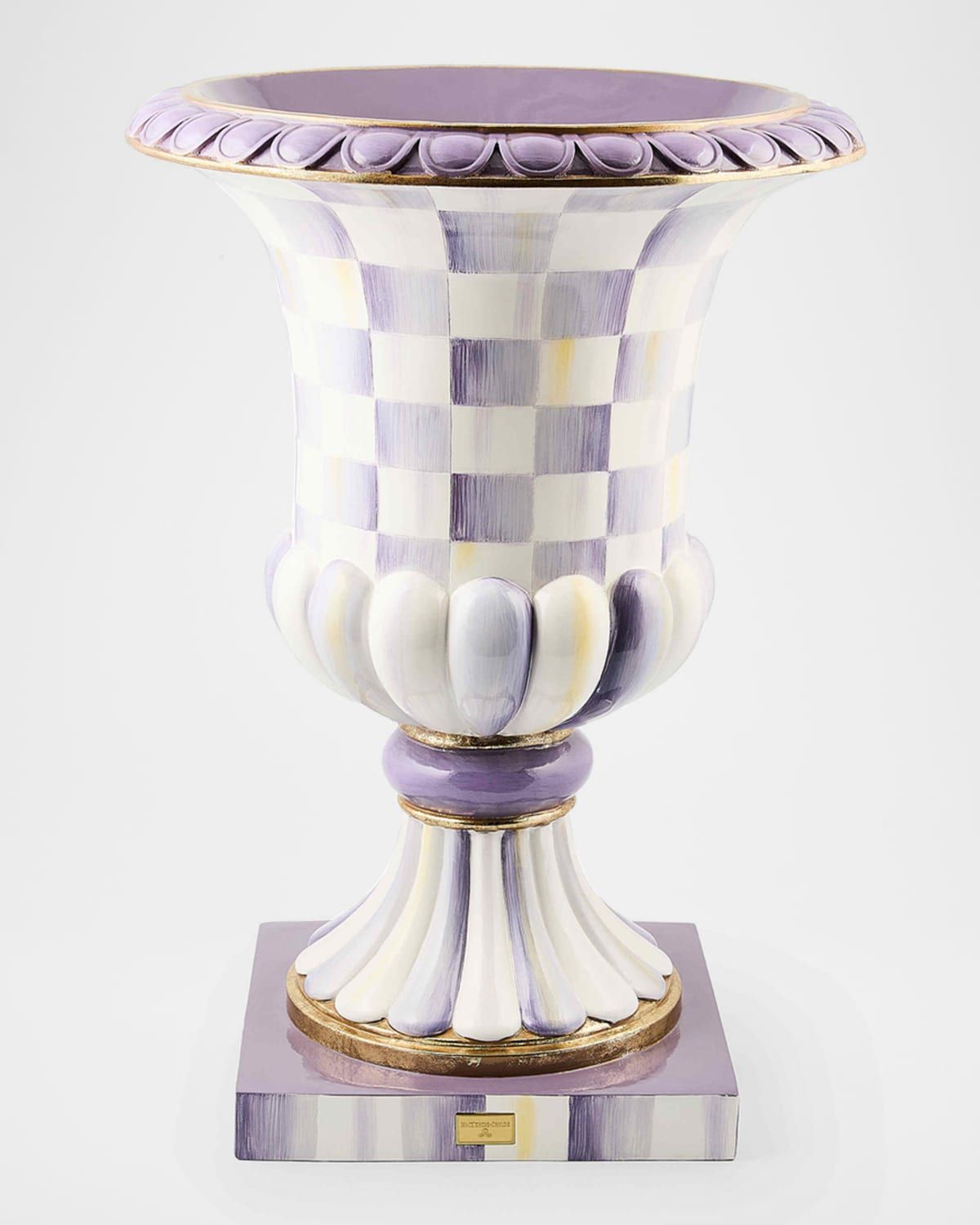 Violet Check Indoor/Outdoor Pedestal Urn