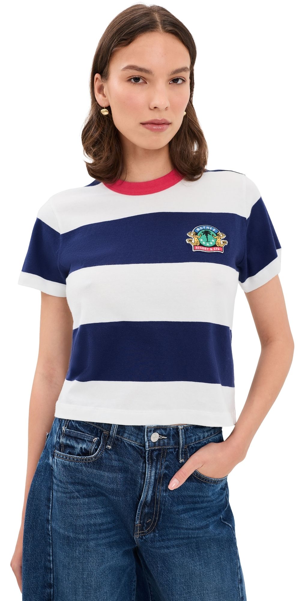 MOTHER The Boxy Goodie Goodie Tee Jer True Blue And Fluff XL